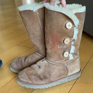 UGG Bailey Button Boots with “Love and Peace”